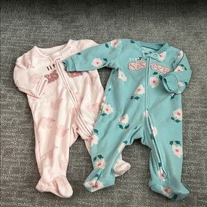 Carter's Pink and Blue Floral Footies